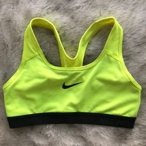 Nike Pro neon yellow sports bra
